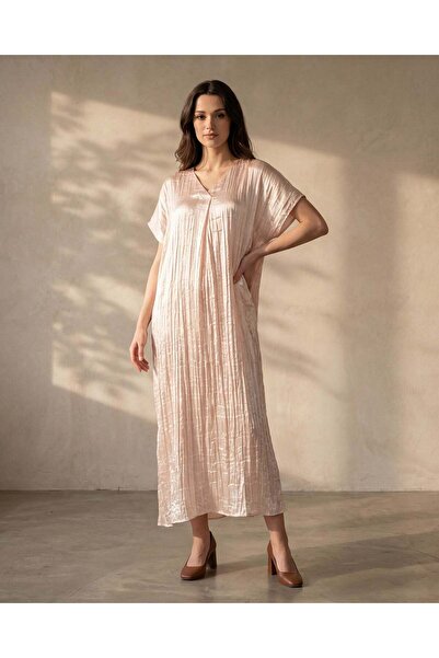 REDTAG Women Ivory Short Sleeve Maxi Dress