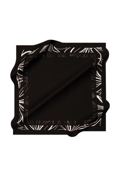 Aker Black 90X90 Silk Crepe Satin Scarf