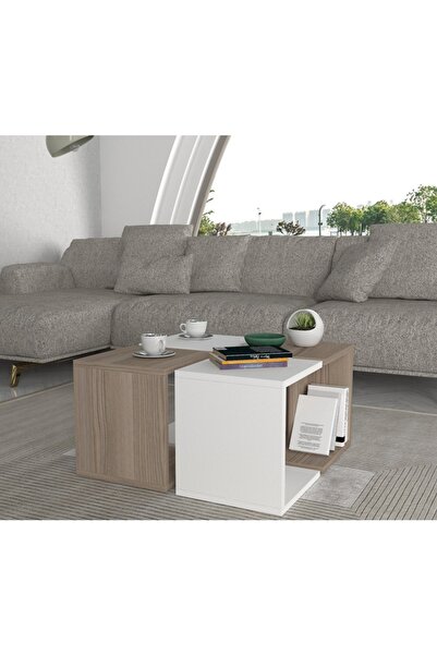 UnicUtil Masuta de Cafea Multifunctionala, UnicUtil, 59 x 31 x 59 cm, Alb si ...