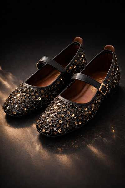 TRODONS Tokalı Pullu Simli Payetli Kadın Şık Günlük Ortopedik Babet