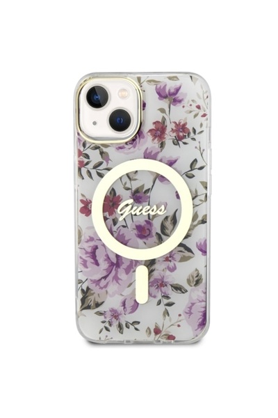 Guess Flower MagSafe Clear Case for iPhone 14 Plus / 15 Plus