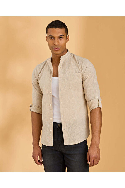 REDTAG Men Beige Long Sleeve Shirt