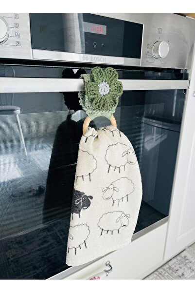 Devin Dekor Tekstil El Yapımı Papatya Desenli Ahşap Halka Havluluk – Örgü Ask...