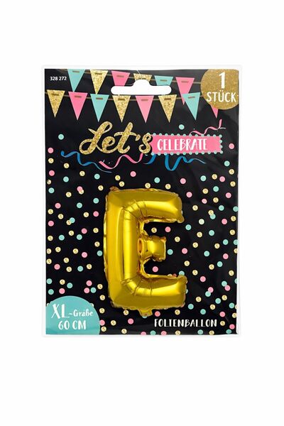 Party Gold letter "E" foil balloon, 60 cm