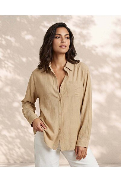 REDTAG Women Beige Plain Casual Blouse
