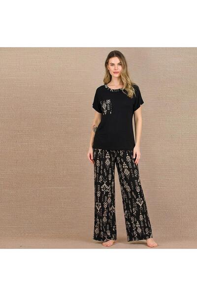 Lady Lingerie Short Sleeve Patterned Women's Pajama Set