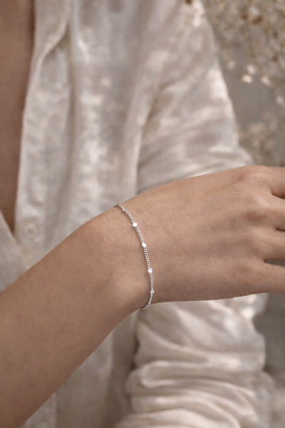 Sacce Scarves&Accessories Minimal Pullu Zincir Bileklik – Rodyum Kaplama İnce...