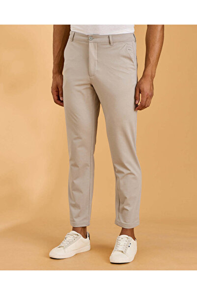 REDTAG Men Pale Grey Knitted Chino Trouser