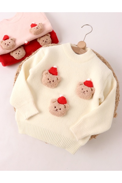 MiniKids Pulover Cei Trei Ursuleti, alb