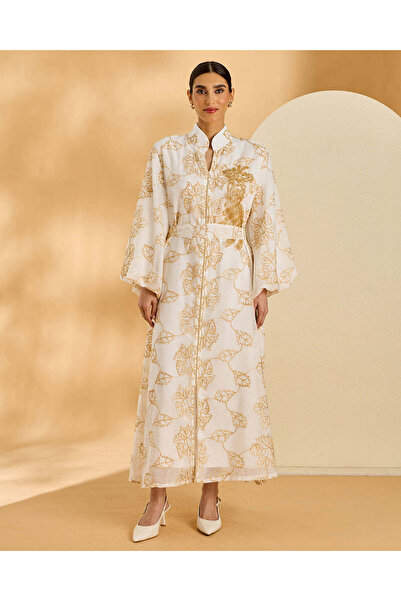 REDTAG Women Ivory Embroider Detailed Kaftan Dress