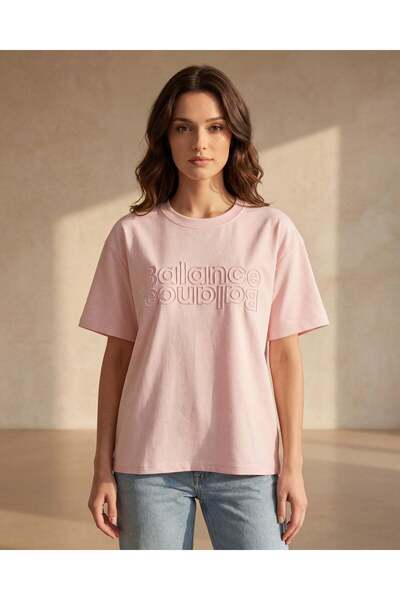 REDTAG Women Pale Pink Brush Embroidered Active T-Shirt