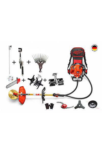 Raider PRO ALMAN KALITE BENZINLI MOTORLU SIRT TIRPAN ÇİM OT BİÇME MAKİNESİ BA...