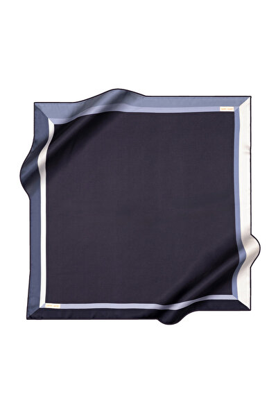 Pierre Cardin Navy Blue 90X90 Silk Crepe Satin Scarf