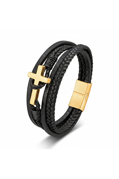 ALL PAPICKS Men's Bracelet Gift for Him Natural Leather and Stainless Steel M...