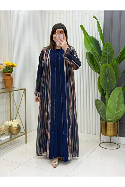 Modam Bella Plus Size Striped Patterned Stone Dress