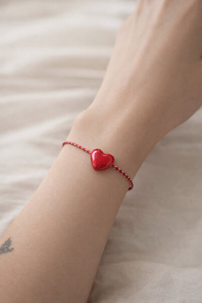 Femenino Seramik Kalp Boncuk Kore İpi Marteniçka Kartlı Bileklik