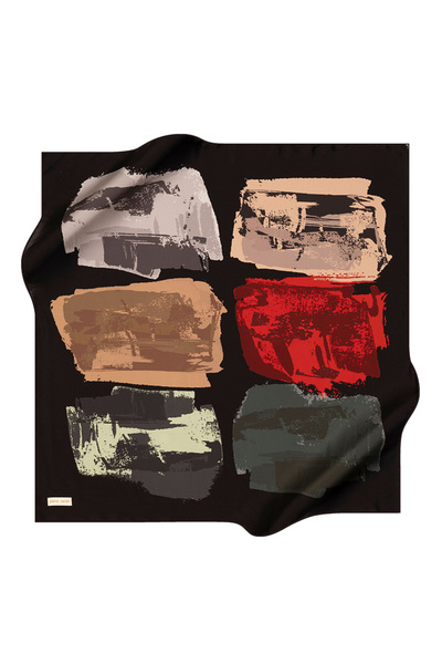 Pierre Cardin Black 90X90 Silk Crepe Satin Scarf