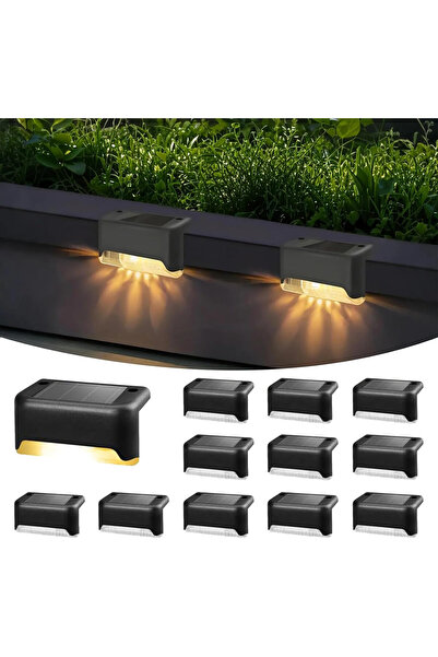 Hqynss Set 12 lampi solare LED pentru trepte si terasa, impermeabile IP65, lu...