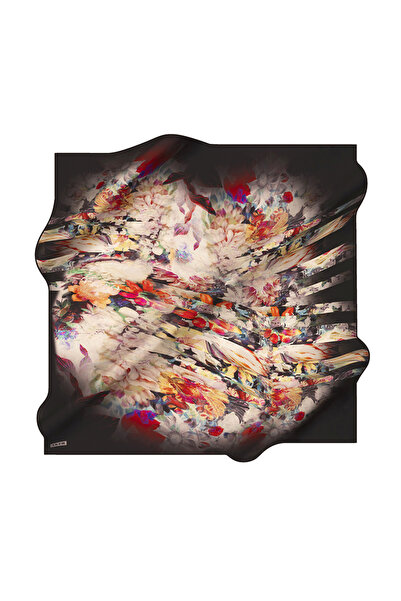 Aker Black 90X90 Silk Crepe Satin Scarf