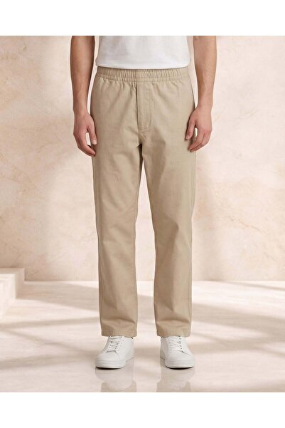 REDTAG Men Beige Basic Pull On Trousers