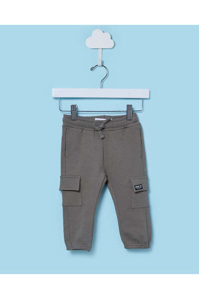 REDTAG بنطال رياضي للأطفال الرضع من الذكور، بلون الزيتوني، مزود بحزام لليدين.