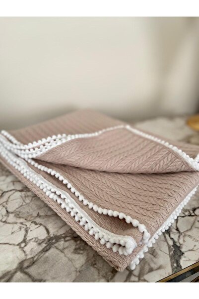 YUSRAMODA Knitted Pique Mini Pom-Pom Baby Blanket