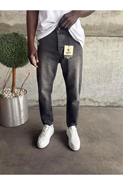 KağanKY Smoked Stonewashed Laser Detailed Boyfriend Jeans