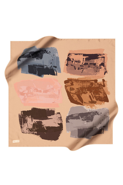 Pierre Cardin Beige 90X90 Silk Crepe Satin Scarf