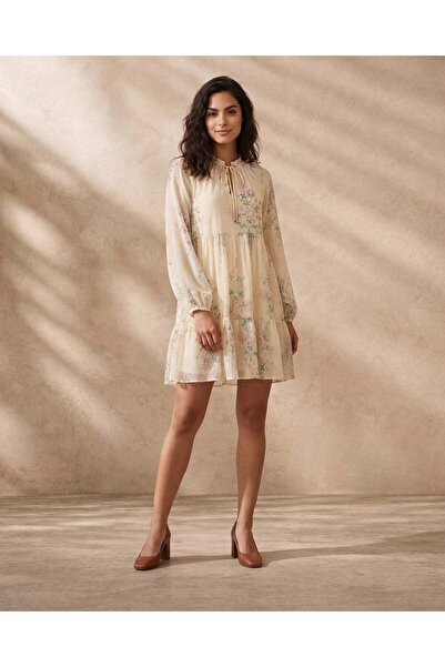 REDTAG فستان ميدي بيج مطبوع من قماش اللوريكس للنساء