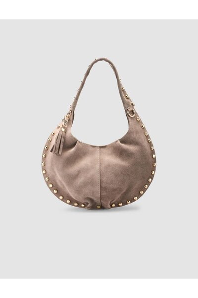 Cabani Genuine Suede Trocley Mink Half Moon Women's Shoulder Bag