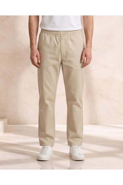 REDTAG Men Beige Basic Pull On Trousers