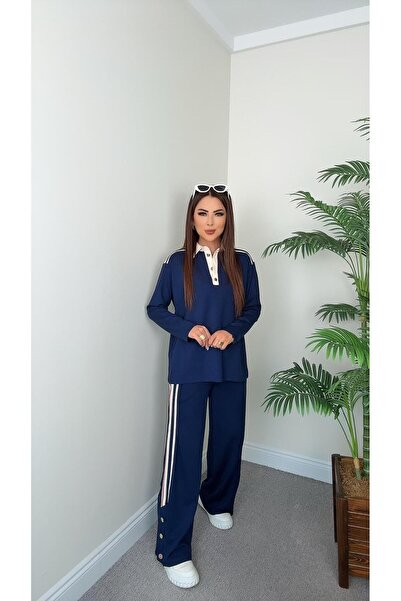 DİDEM GÜLTAKTI Dera Women's Polo Neck Navy Blue Set