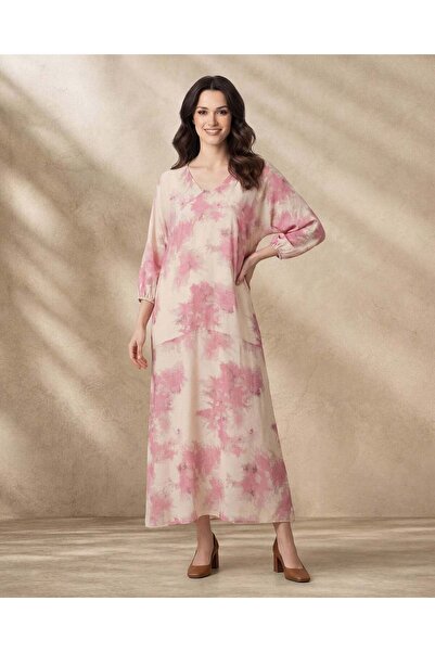 REDTAG Women Pink Placement Print Short Sleeve Dress