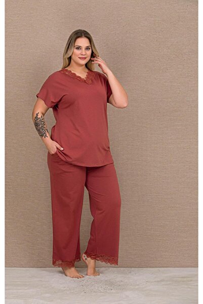 Lady Lingerie Short Sleeve Cotton V-Neck Oversize Women's Pajama Set