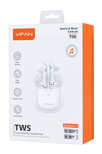 VFAN TWS Wireless Earbuds T06-White