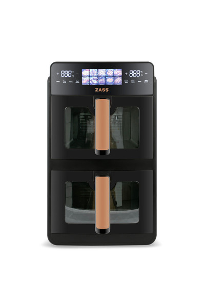 Zass Friteuza dubla cu aer cald ZAF 23, Putere 2600W, Capacitate 2x5L, Display LED Touch,Negru