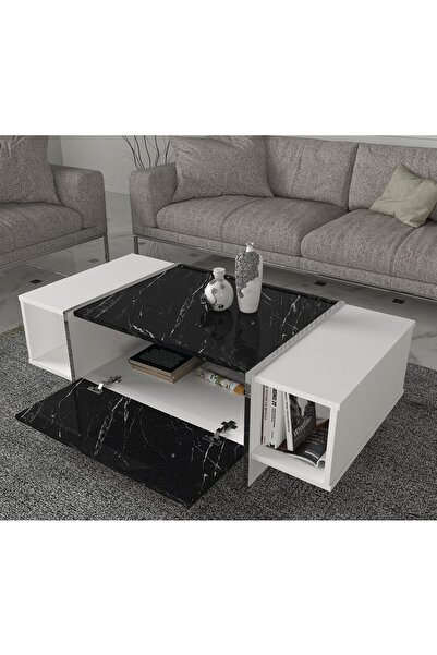 UnicUtil Masa de cafea Luxury Editon, 120 x 60 x 37 cm, Alb-Negru
