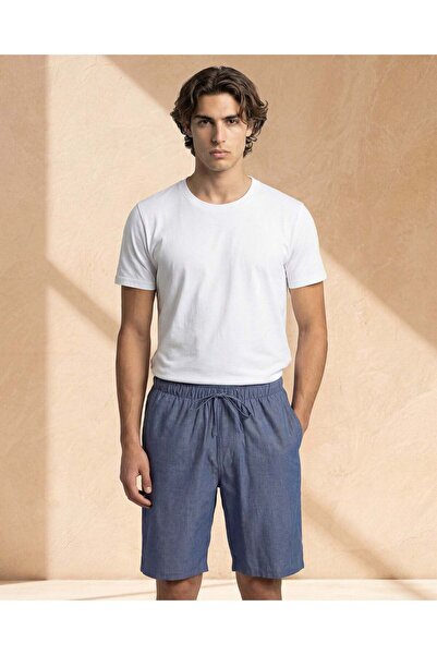 REDTAG Men Blue Woven Pyjama Shorts