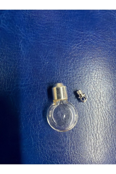 zerzembe Mini Cam Şişe Kolye Ucu Metal Kapaklı Boş Mini Dilek Şişesi Kolye Uc...