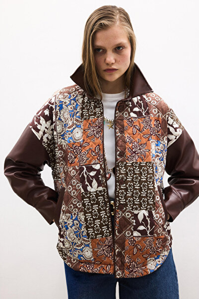 Touché Privé DERİ DETAYLI ETNİK DESEN KAPİTONE CEKET