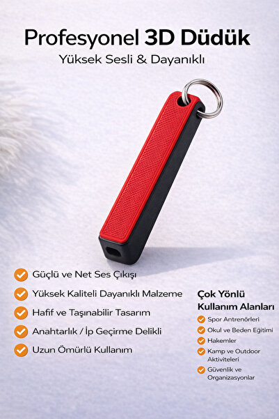 BERA3D Profesyonel 3D Düdük - Yüksek Sesli Plastik / Spor Hakem Okul Kamp Güv...