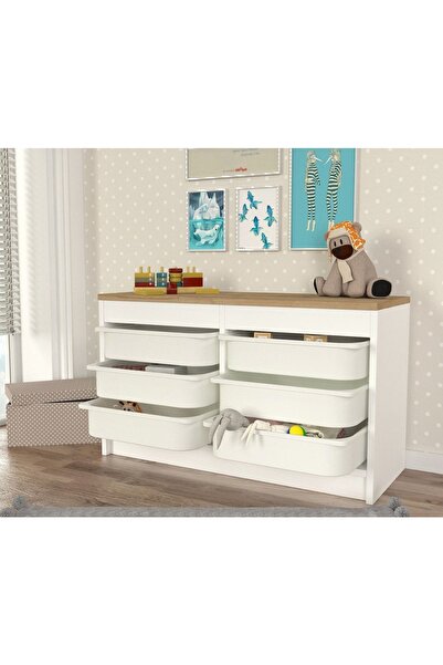 UnicUtil Dulap Organizator pentru Jucării, UnicUtil, 89 X 34 X 52 cm, Alb-Maro
