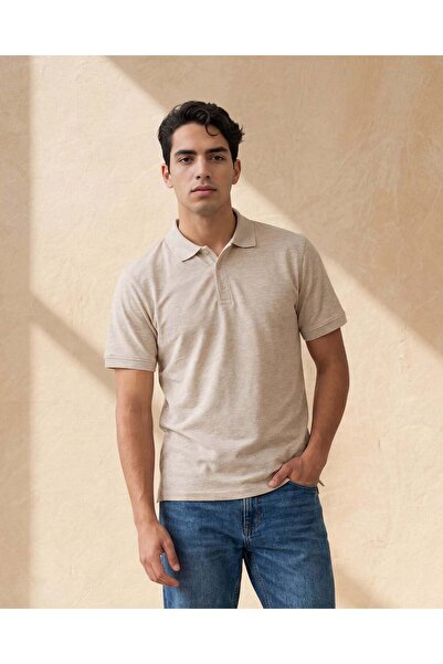 REDTAG Men Ecru Basic Polo Shirt