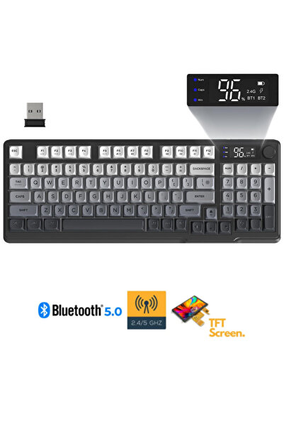 shop M96 2.4G+Bt5.0 Triple Mebran Sessiz Tasarım TFT Led Ekranlı Reinbow Gami...