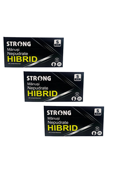Strong Promo Pack 3 x Black nitrile + vinyl gloves, Strong, Hybrid, powder-fr...