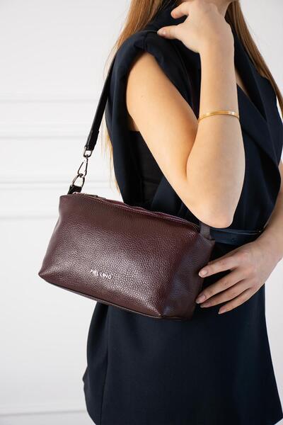 PIEL LINO Women's Genuine Leather Shoulder and Crossbody Bag Pl037-D Bordo