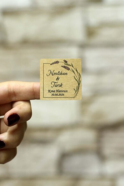 Vice Lavanta Temalı Kraft Sticker/ Nikah - Kına Etiketi / 100 Adet Umre etike...