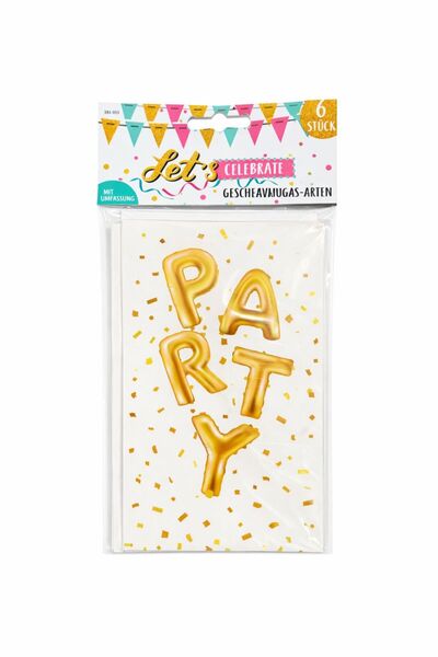 Party Set 6 invitații petrecere „PARTY” cu plic