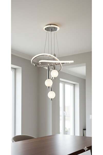 BAYGÜL ELEKTRİK SARMAŞIK LEDLİ 3'LÜ BUĞULU TOP, 3 RENK KROM AVİZE