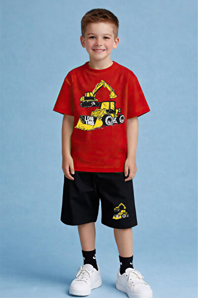 CACTUS COLLECTION طقم تي شيرت وشورت مطبوع عليه شعار آلة الأعمال